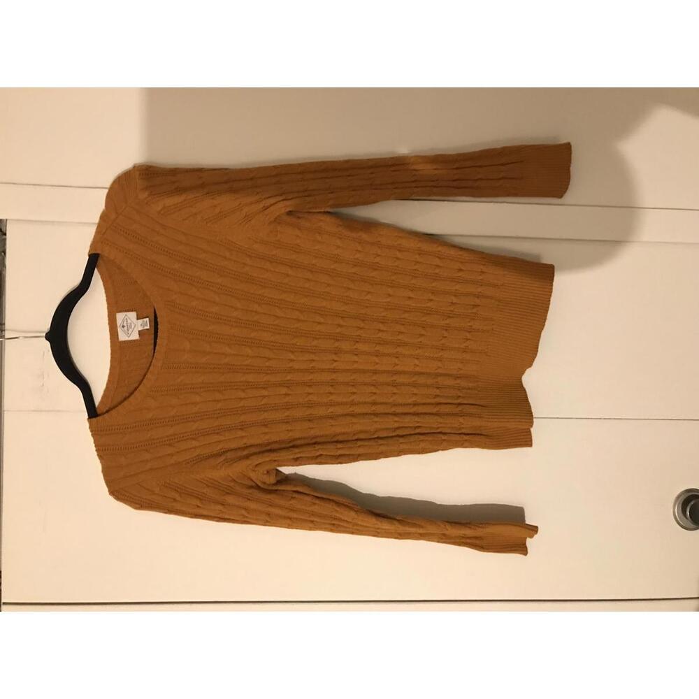 St. John's Bay Women's Cable Knit Sweater - Mustard Yellow